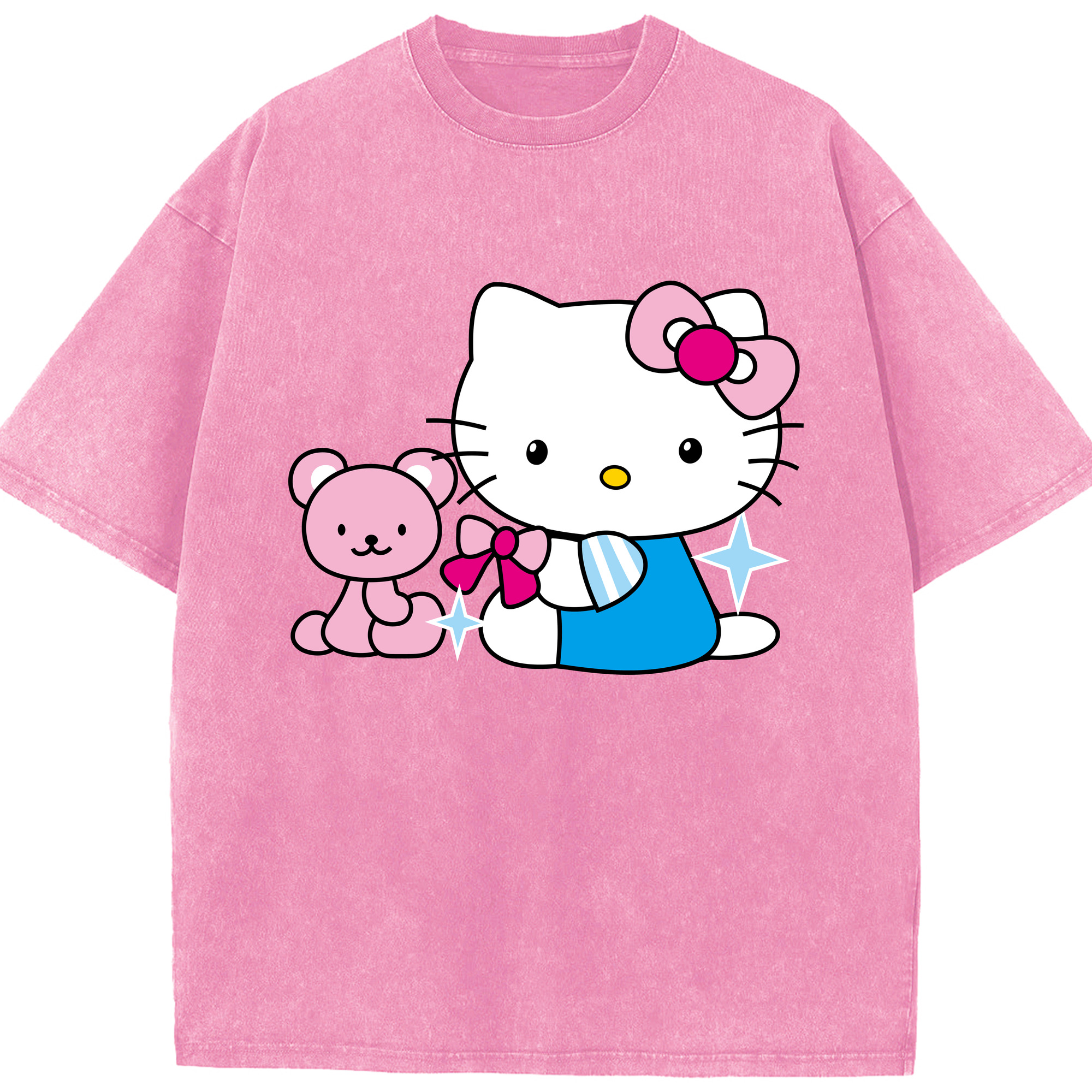 （画像用） Hello Kitty ハローキティ 綿100% ヴィンテージ風 半袖Tシャツ（フロントプリント）